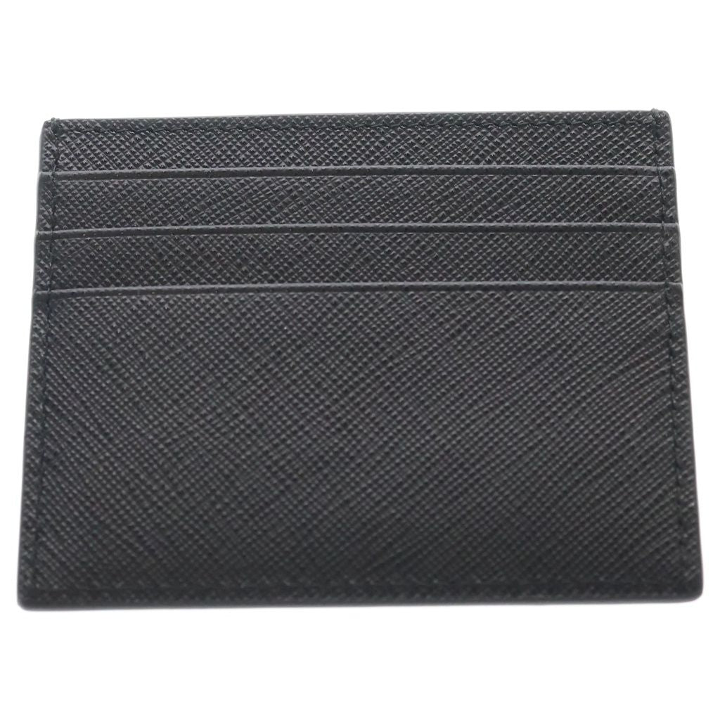 Prada Saffiano Triangle Logo Leather Card Holder Case Black — view 2