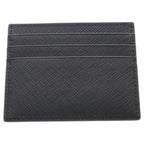 Prada Saffiano Triangle Logo Leather Card Holder Case Black — view 2
