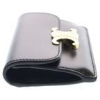 Celine Triomphe Shiny Card Holder with Calfskin Flap Case Business Black — view 3