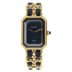 Chanel Premier M Leather Quartz Watch Black Dial Gold