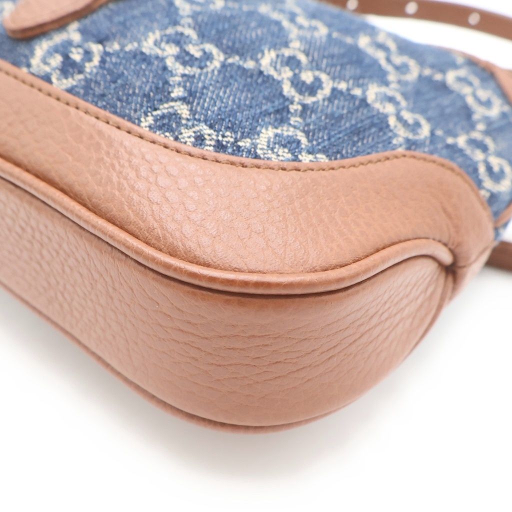 Gucci Jackie Denim Leather 2-Way Mini Shoulder Bag Blue Navy Brown — view 5