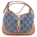 Gucci Jackie Denim Leather 2-Way Mini Shoulder Bag Blue Navy Brown