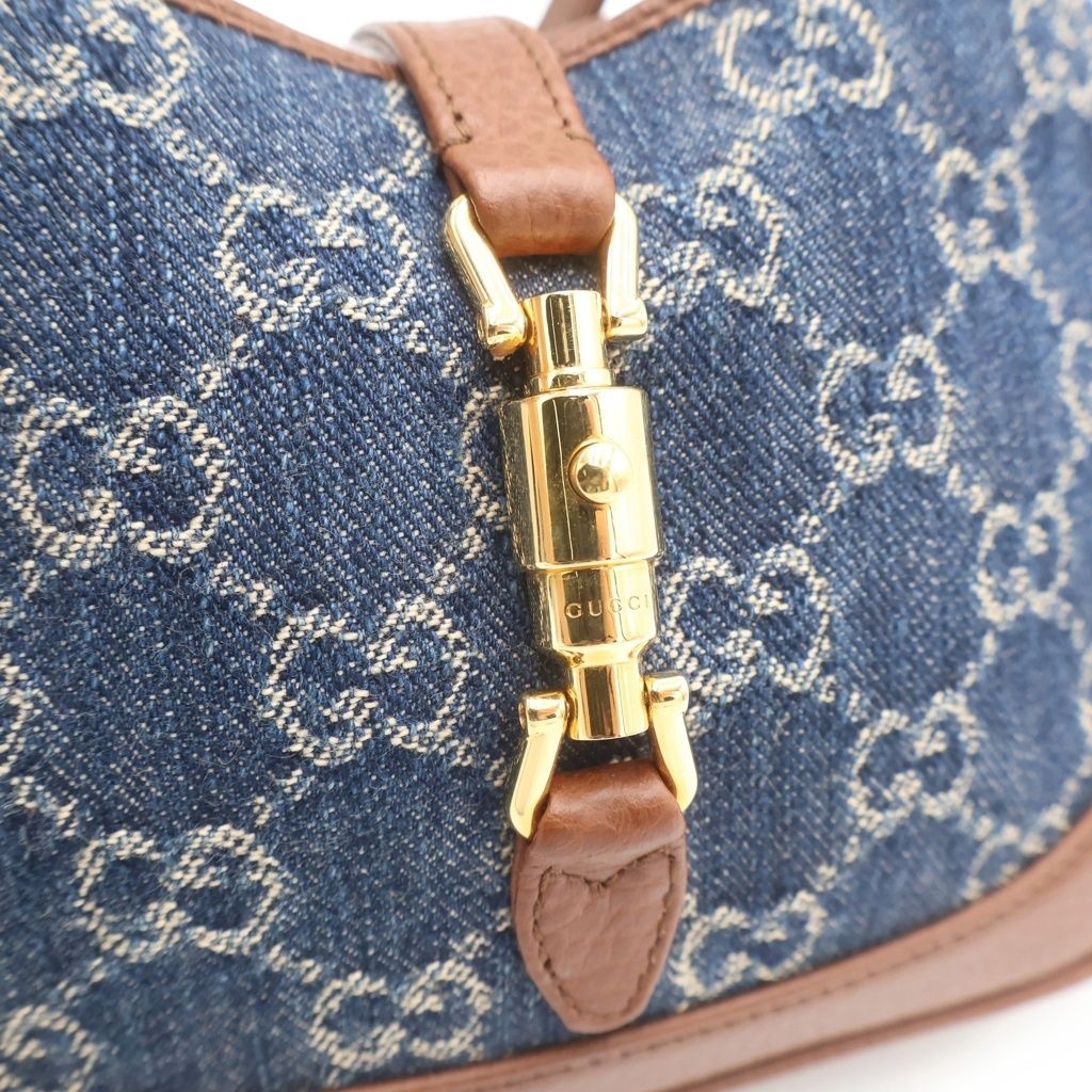 Gucci Jackie Denim Leather 2-Way Mini Shoulder Bag Blue Navy Brown — view 7