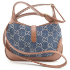 Gucci Jackie Denim Leather 2-Way Mini Shoulder Bag Blue Navy Brown — view 2