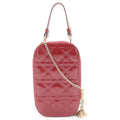 Dior Cannage Fon Shoulder Bag Chain Red Patent Leather Gold