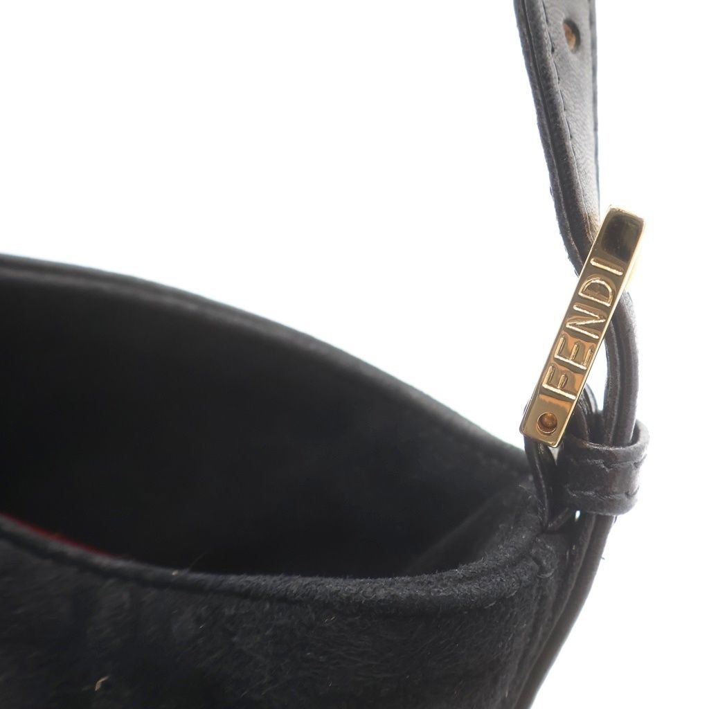 Fendi Mamma Bucket Shoulder Bag Black Suede Gold — view 6