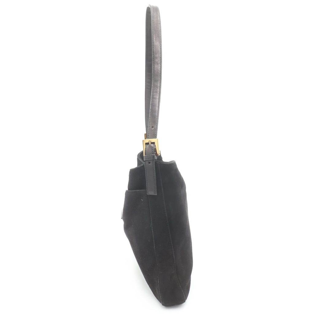 Fendi Mamma Bucket Shoulder Bag Black Suede Gold — view 3