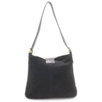Fendi Mamma Bucket Shoulder Bag Black Suede Gold — view 2