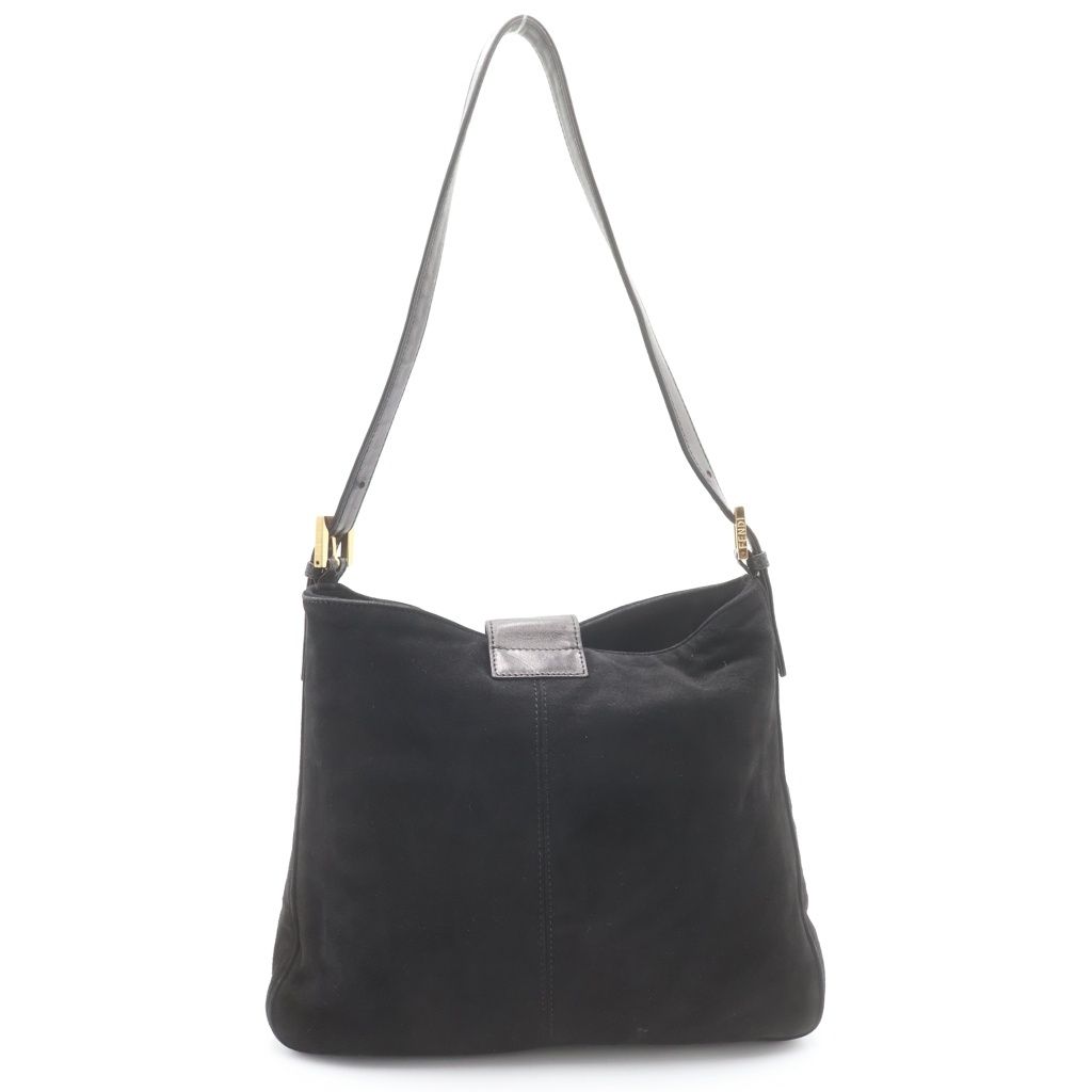 Fendi Mamma Bucket Shoulder Bag Black Suede Gold — view 2
