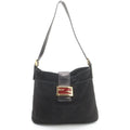 Fendi Mamma Bucket Shoulder Bag Black Suede Gold