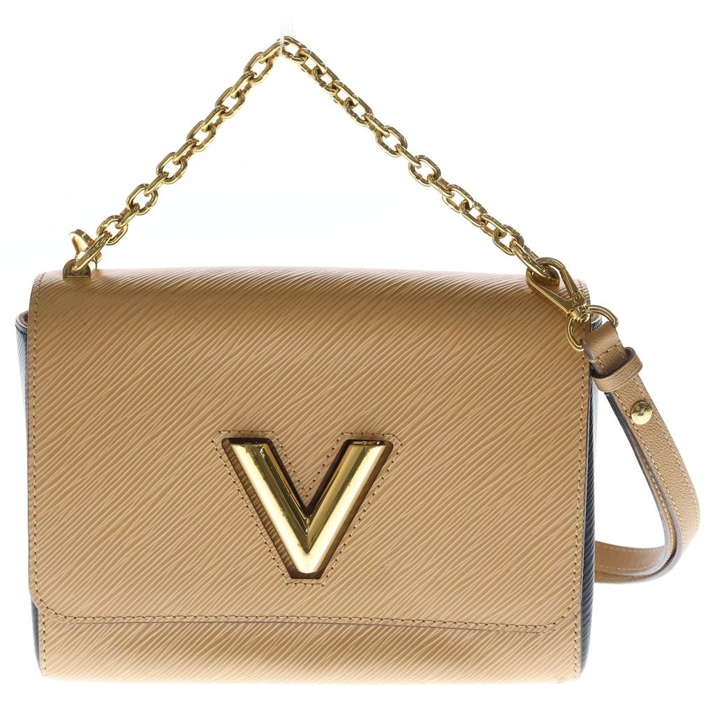 Louis Vuitton Epi Twist MM Leather 2-Way Chain Shoulder Bag Gold Beige Black