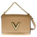 Louis Vuitton Epi Twist MM Leather 2-Way Chain Shoulder Bag Gold Beige Black