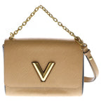 Louis Vuitton Epi Twist MM Leather 2-Way Chain Shoulder Bag Gold Beige Black