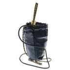 Chanel 22 Mini Calfskin Gold Chain Shoulder Bag Black Plate — view 3