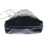 Chanel 22 Mini Calfskin Gold Chain Shoulder Bag Black Plate — view 4