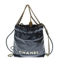 Chanel 22 Mini Calfskin Gold Chain Shoulder Bag Black Plate