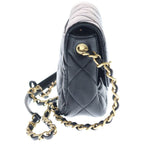 Chanel Quilted Heart Lock Chain Shoulder Bag Lambskin Gold Black Plate — view 3