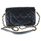 Chanel Quilted Heart Lock Chain Shoulder Bag Lambskin Gold Black Plate — view 2