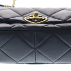 Chanel Quilted Heart Lock Chain Shoulder Bag Lambskin Gold Black Plate — view 4