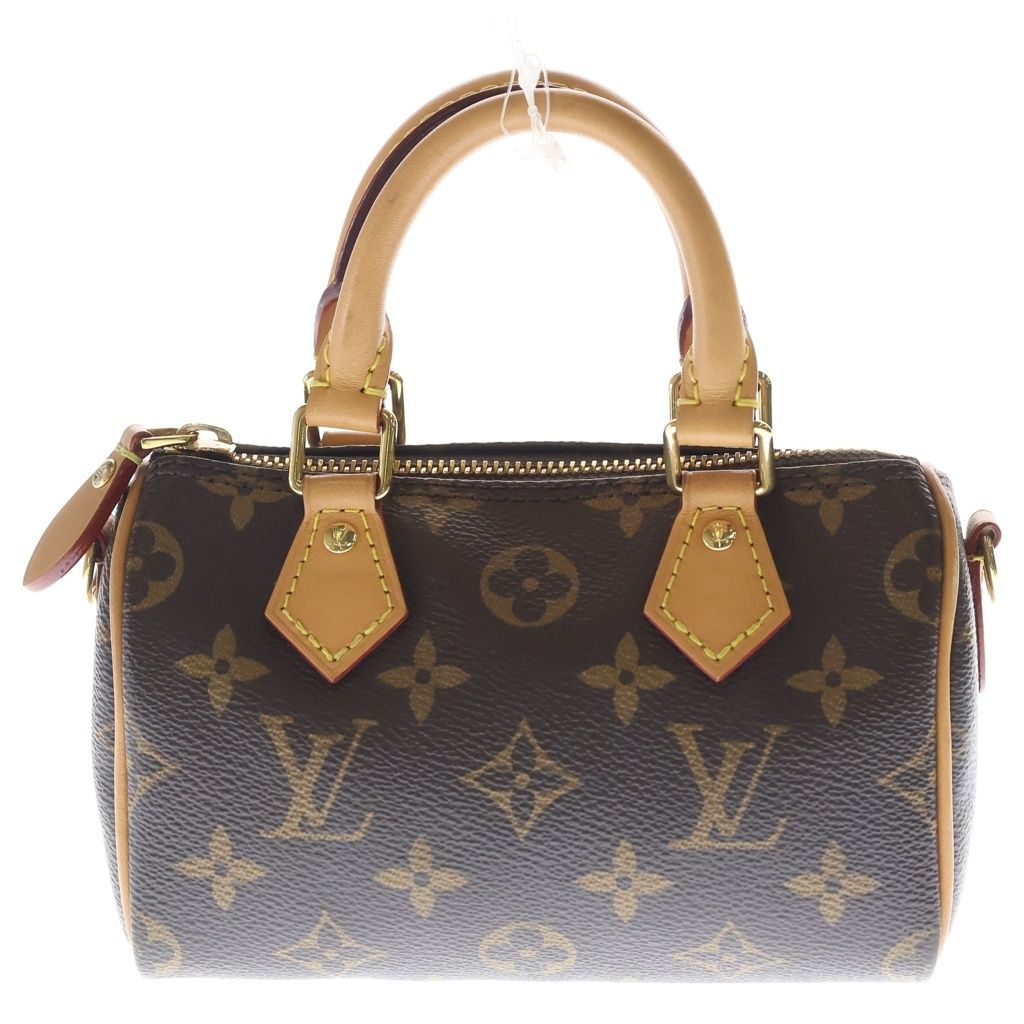 Louis Vuitton Nano Speedy Monogram Leather 2-Way Bag Brown