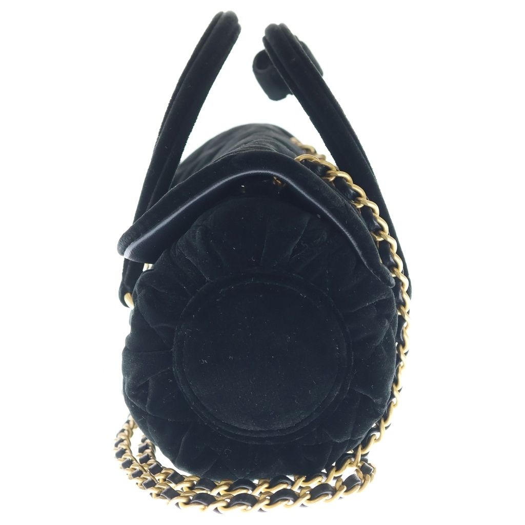 Chanel Quilted Velour Velvet Gold Turnlock 2-Way Handbag Chain Shoulder Back — view 3