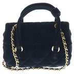 Chanel Quilted Velour Velvet Gold Turnlock 2-Way Handbag Chain Shoulder Back — view 2