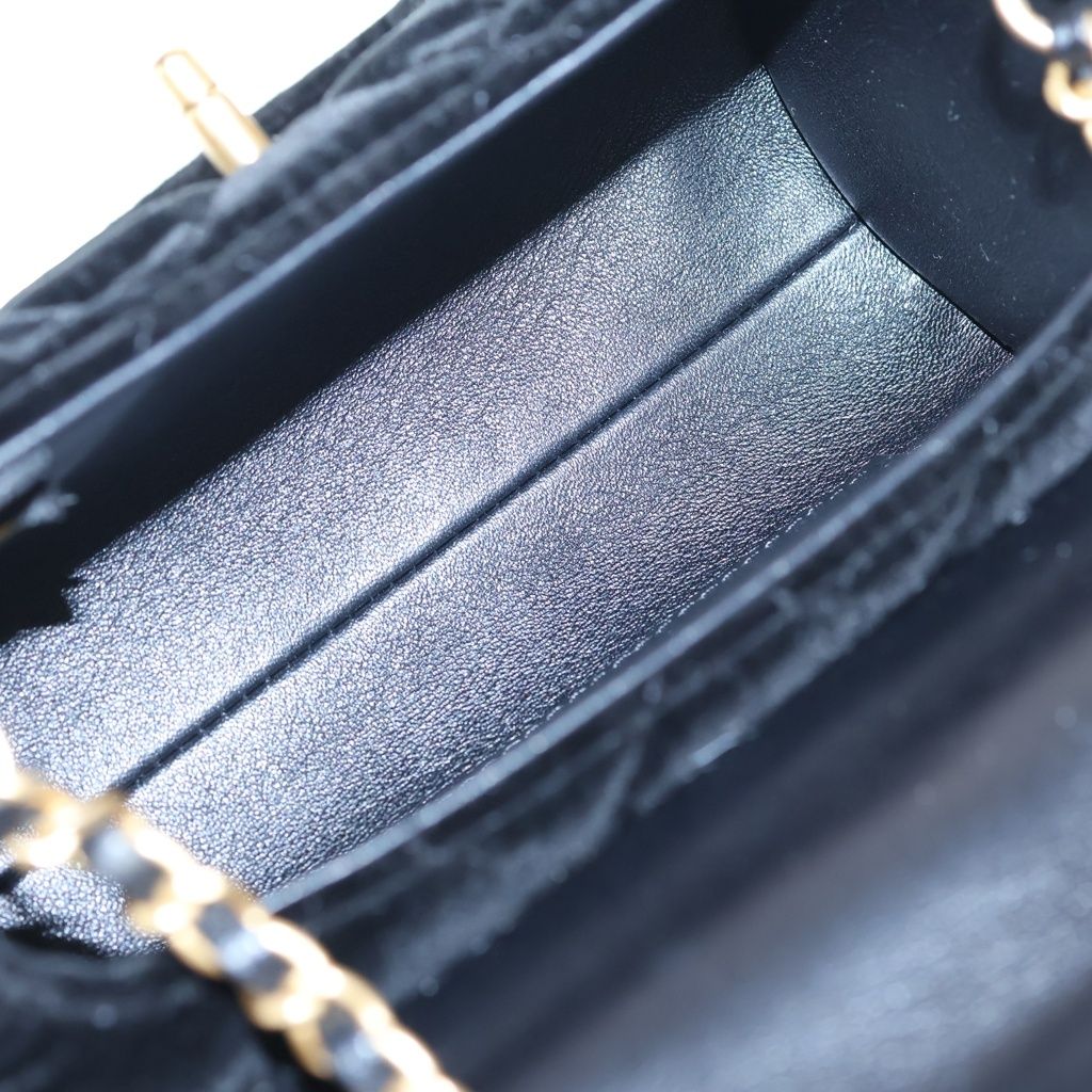 Chanel Quilted Velour Velvet Gold Turnlock 2-Way Handbag Chain Shoulder Back — view 8