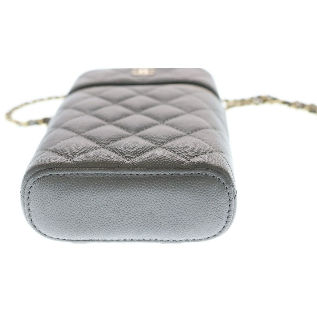 Chanel Quilted Classic Vanity Caviar Leather Gold Chain Shoulder Back Phone — view 4