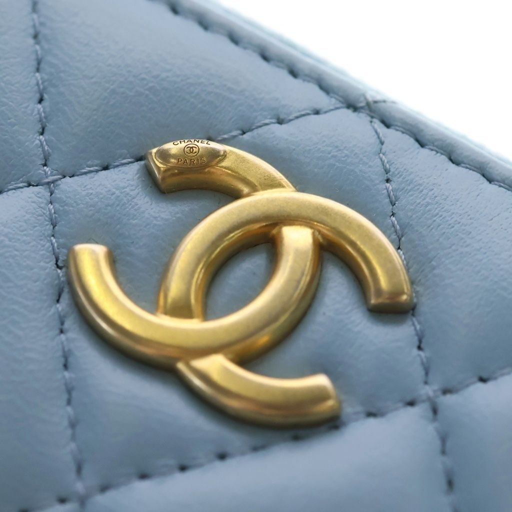 Chanel Quilted Lambskin Gold Mini Chain Shoulder Back Wallet Coin Case Light — view 6
