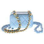 Chanel Quilted Lambskin Gold Mini Chain Shoulder Back Wallet Coin Case Light — view 2