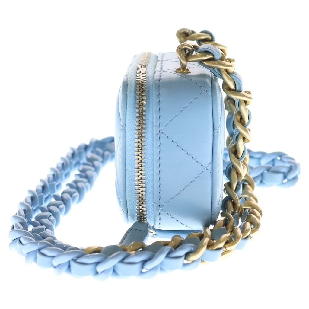 Chanel Quilted Lambskin Gold Mini Chain Shoulder Back Wallet Coin Case Light — view 3