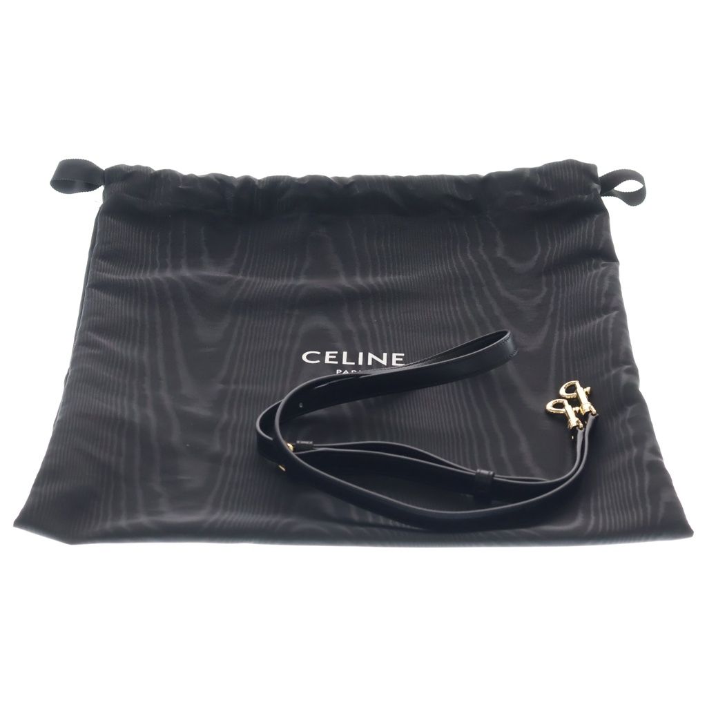 Celine Triomphe Shoulder Bag 2-Way Black Leather Gold — view 8