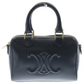 Celine Triomphe Shoulder Bag 2-Way Black Leather Gold