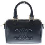 Celine Triomphe Shoulder Bag 2-Way Black Leather Gold