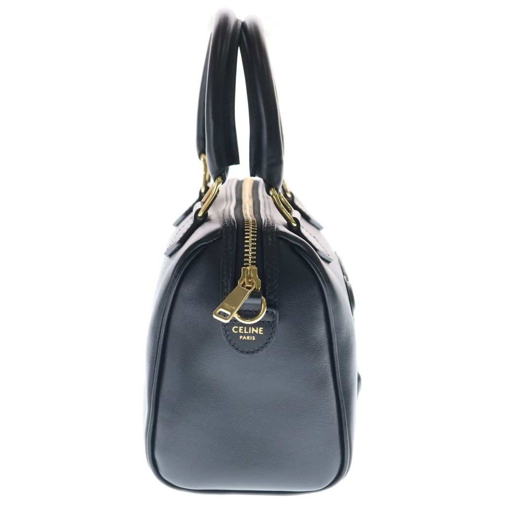 Celine Triomphe Shoulder Bag 2-Way Black Leather Gold — view 3