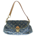 Louis Vuitton Monogram Denim Mini Pleaty Handbag Indigo Blue Brown Leather Gold