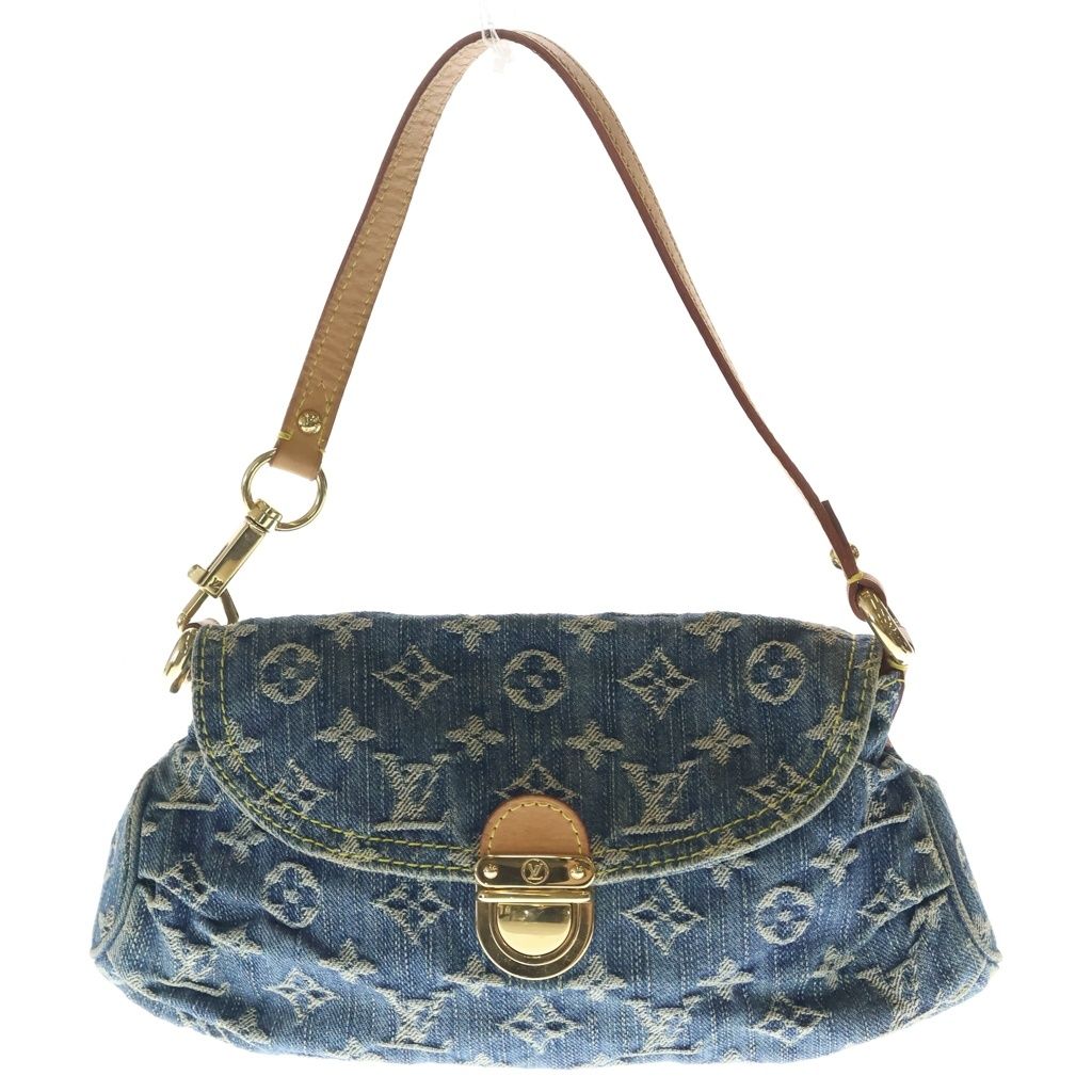 Louis Vuitton Monogram Denim Mini Pleaty Handbag Indigo Blue Brown Leather Gold