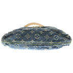 Louis Vuitton Monogram Denim Mini Pleaty Handbag Indigo Blue Brown Leather Gold — view 4