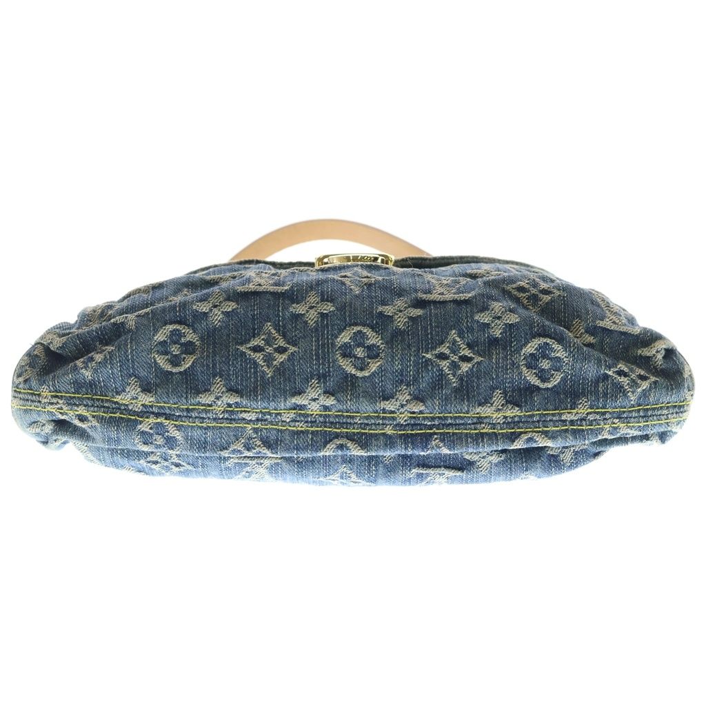 Louis Vuitton Monogram Denim Mini Pleaty Handbag Indigo Blue Brown Leather Gold — view 4