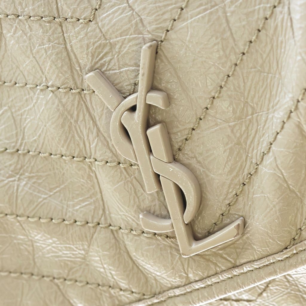 Saint Laurent Paris Niki Chain Shoulder Back Beige Leather Silver — view 6