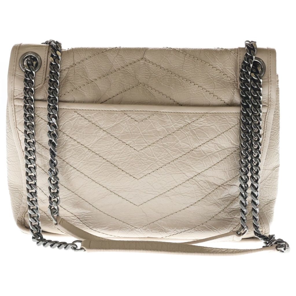 Saint Laurent Paris Niki Chain Shoulder Back Beige Leather Silver — view 2