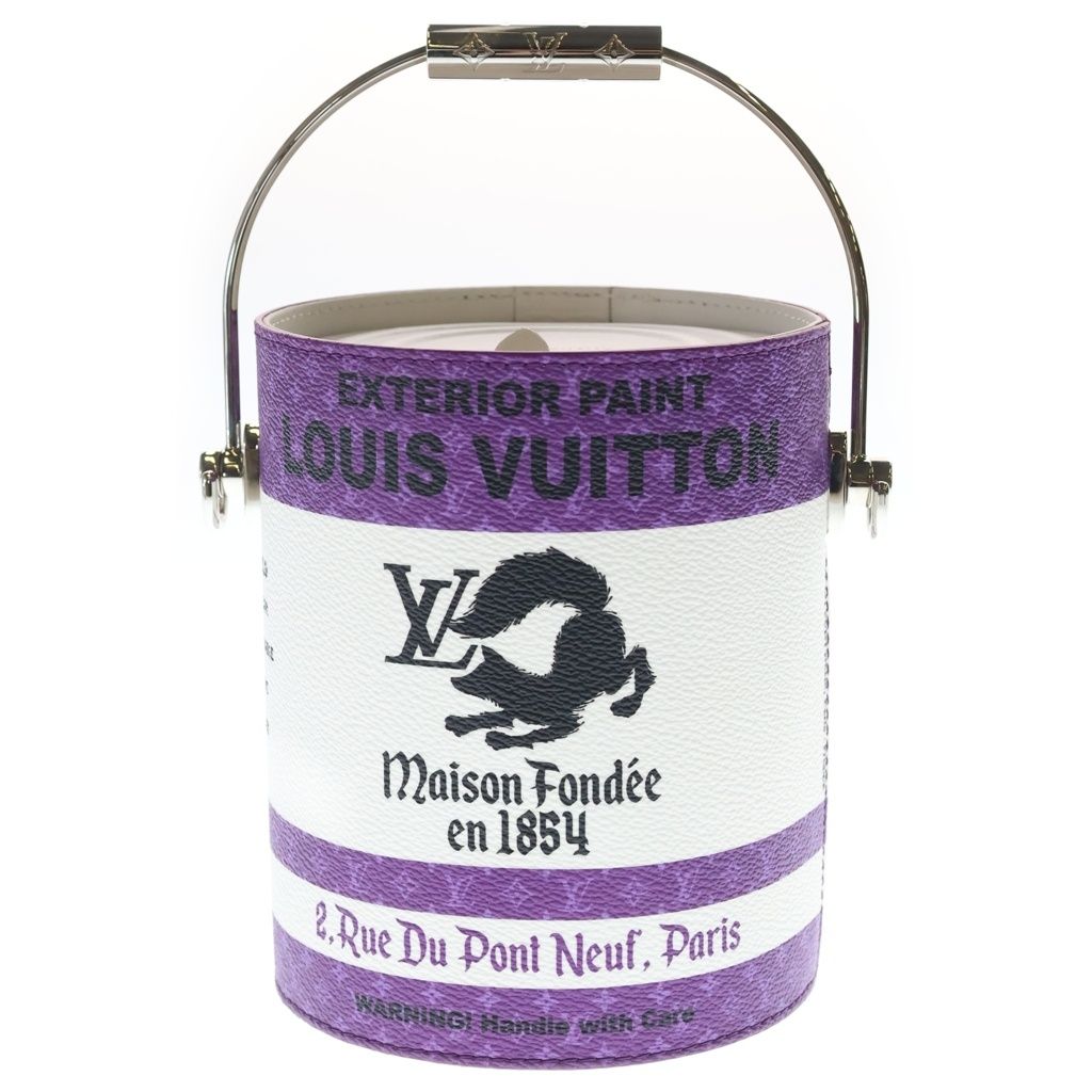 Louis Vuitton LV Paint Can 2-Way Shoulder Bag Purple White Leather Silver