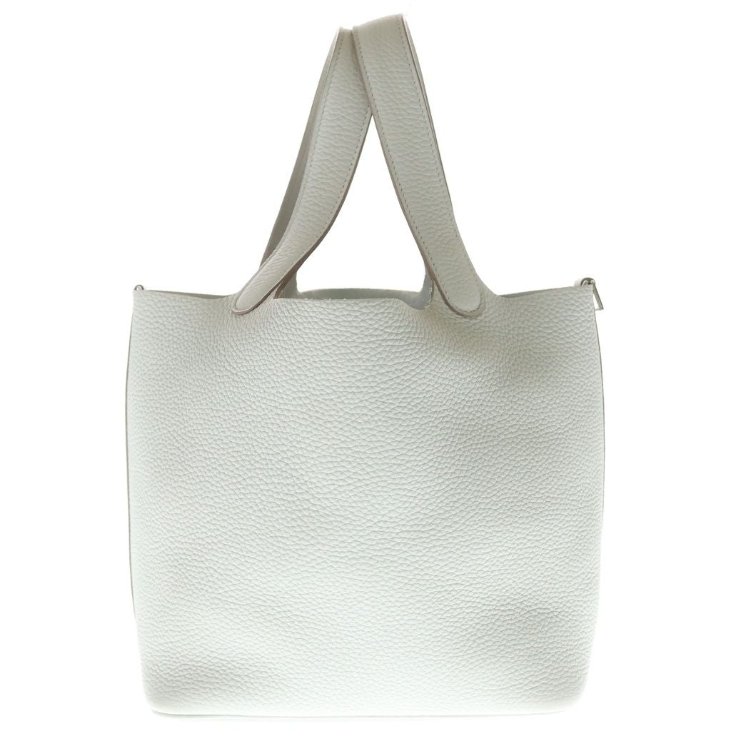 Hermes Picotin Lock MM Handbag Taurillon Clemence Silve Gray