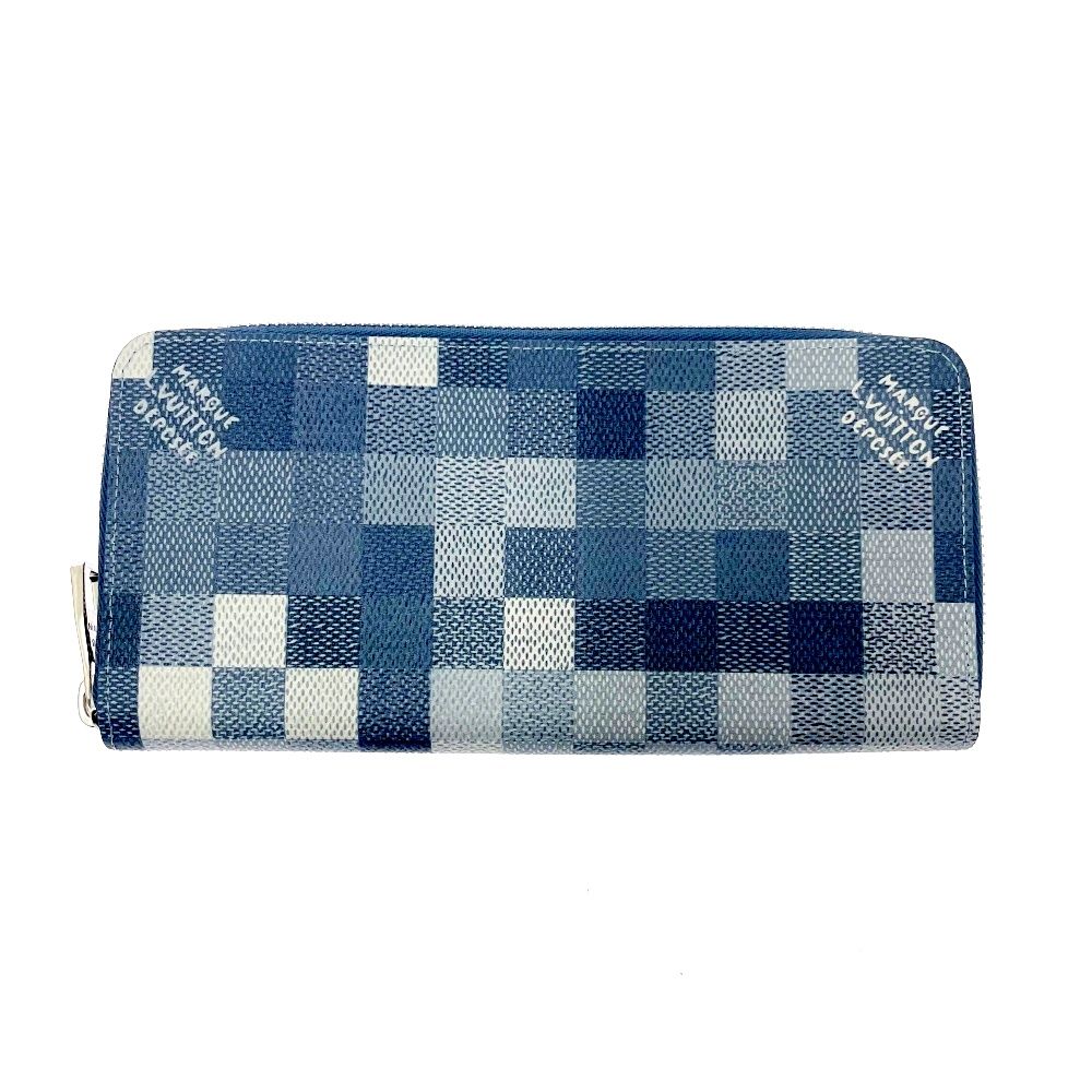 Louis Vuitton Camouflage Canvas Zippy Wallet Horizontal Indigo Blue — view 2