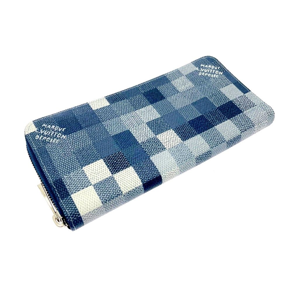 Louis Vuitton Camouflage Canvas Zippy Wallet Horizontal Indigo Blue — view 3