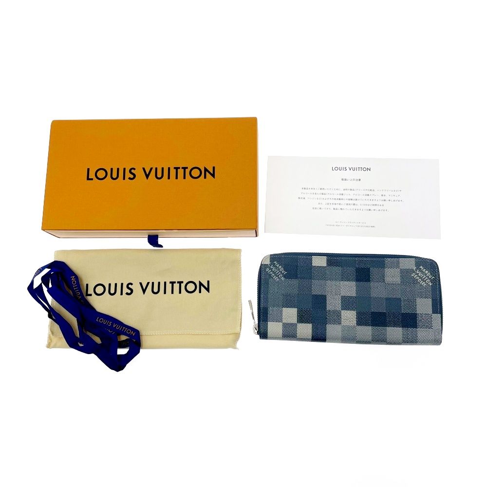 Louis Vuitton Camouflage Canvas Zippy Wallet Horizontal Indigo Blue