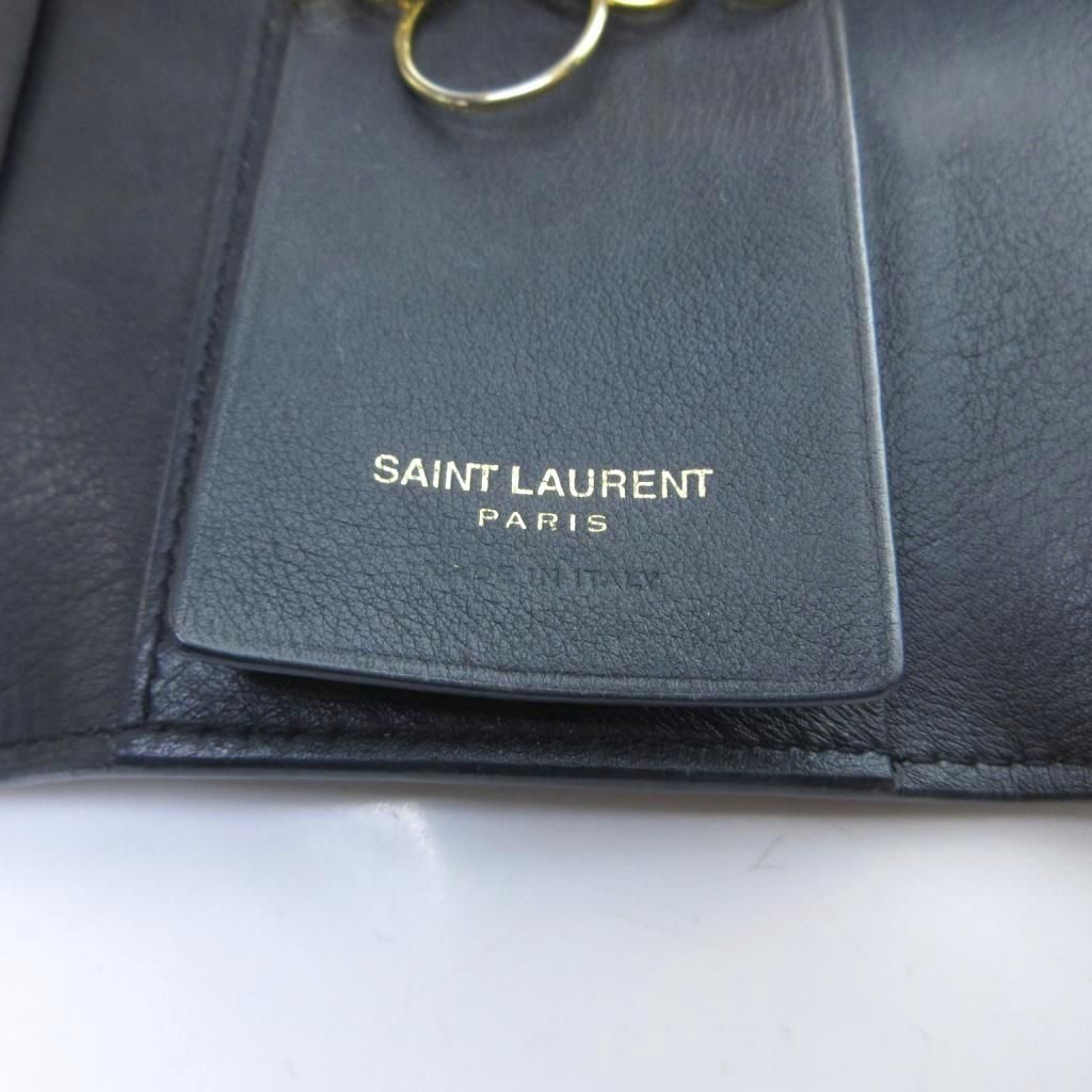 Saint Laurent Key Case Cassandra Leather YSL Logo Black HW Key Holder — view 6