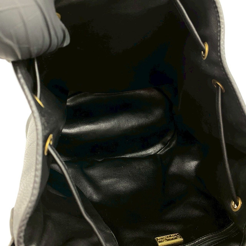 Dior Vintage Logo Leather Shoulder Bag Drawstring Tote Black — view 9