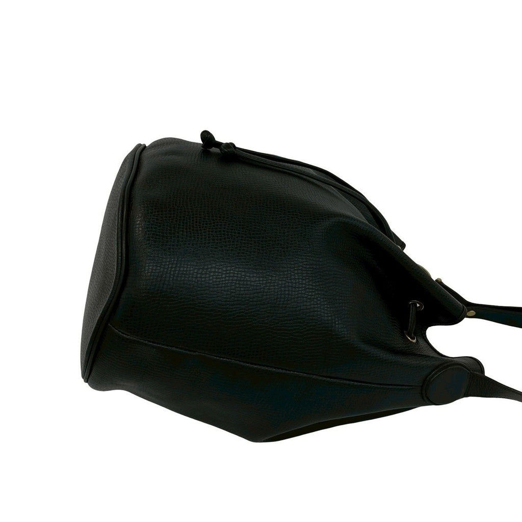 Dior Vintage Logo Leather Shoulder Bag Drawstring Tote Black — view 6