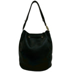 Dior Vintage Logo Leather Shoulder Bag Drawstring Tote Black — view 3